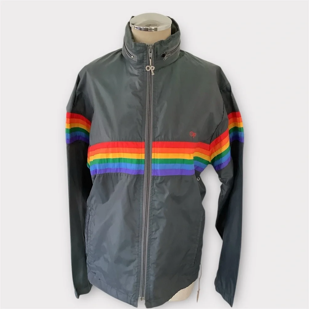 Vintage OP Windbreaker with Rainbow Stripes - Picture 2 of 6